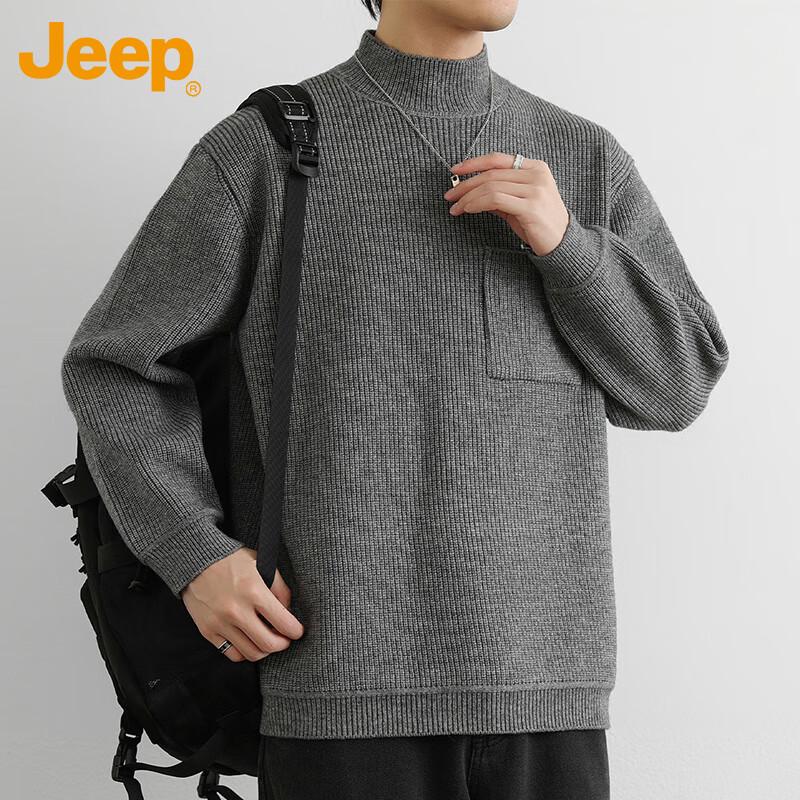 JEEP Men's Half-High Neck Knit Pullover Sweater