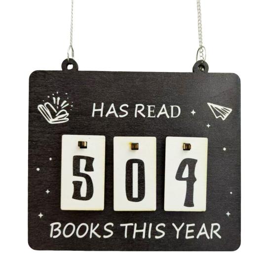 Hanging Book Read Tracker Handmade Wooden Book Counter Has Read Book This Year Bookshelf Hanging Sign Book Lovers Gift