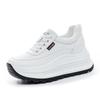 Genuine Leather Casual Shoes Women Flat Platform Fashion Ladies Height Increasing Shoes Thick Sole 7cm Brand White Shoes