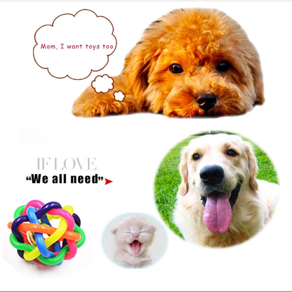 1 Pc Dog Toy Colorful Bell Woven Ball Rainbow Toy Ball Dog Chew Toy Hard Rubber Pet Product