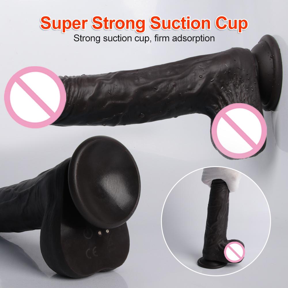 Толкающий Дик Черный Дилдо Телескопический Вибрирующий Дилдо Вибратор Нагревающий Секс-Игрушка Стимуляция Точки G Анальная Вибрация Для Женщин