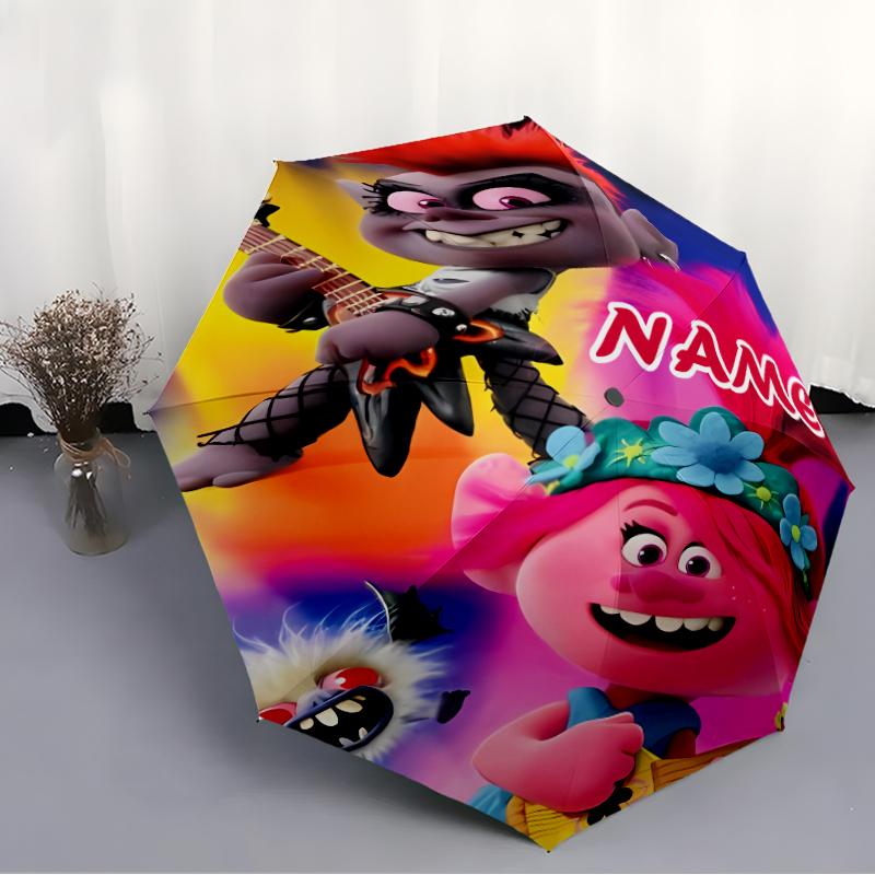 Personalized Name T-Trolls Print Umbrella - Automatic Open/Close, Eight-Rib Durable Frame, Automatic Folding Umbrella