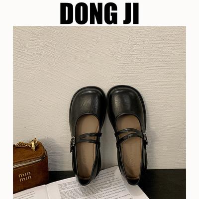 Женские туфли Мэри Джейн одинарные туфли 2025 весна новые модели с юбками французские легкие туфли с низким толстым каблуком мягкая подошва маленькие кожаные туфли женские