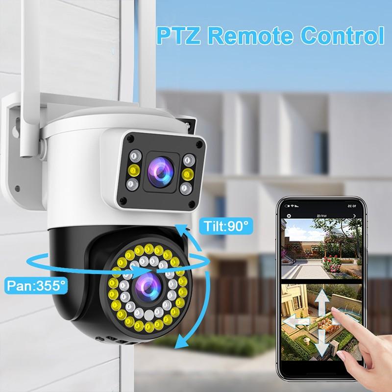 4MP 2K  IP WiFi Security Camera PTZ Dual Lens / Screen CCTV Outdoor Waterproof WiFi Surveillance Cameras Smart Home Security Camera