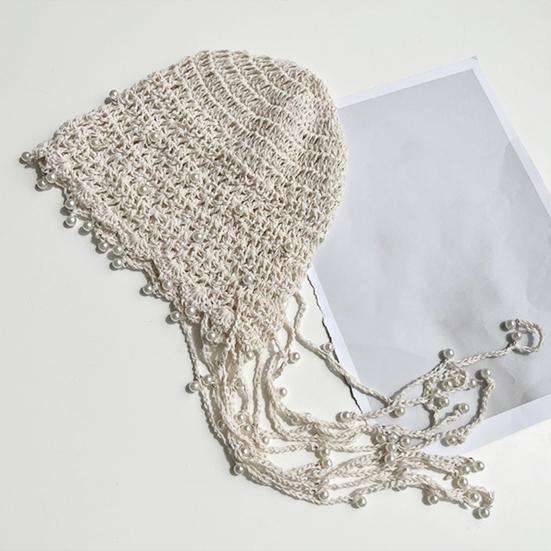 Женская вязаная крючком шапка, однотонная вязаная шапка в этническом стиле с кисточками, на шнуровке, ручная работа