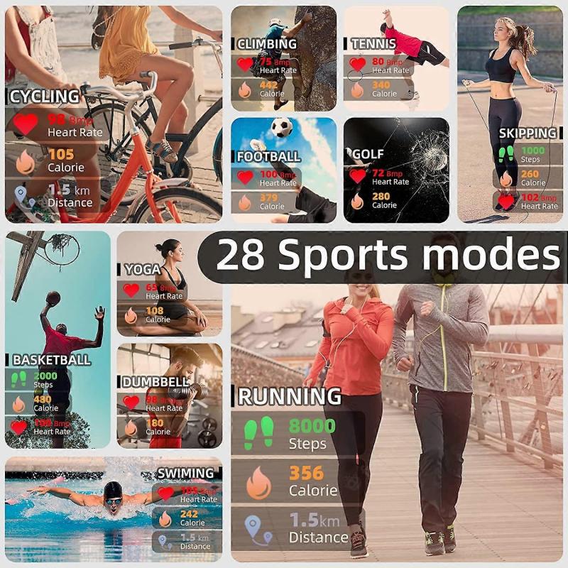 Y22 Fitness Tracker Health Monitor for Heart Rate, Sports 1.7inch Touchscreen Bluetooth Smart Watch for Android iPhones