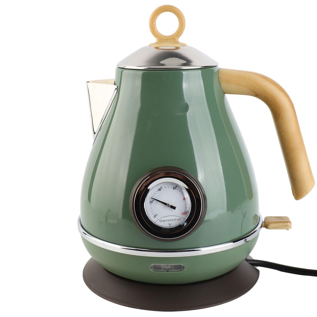 1.7L Electric Kettle Retro Wood Grain Dry Boil Protection Home Electric Kettle with Temperature