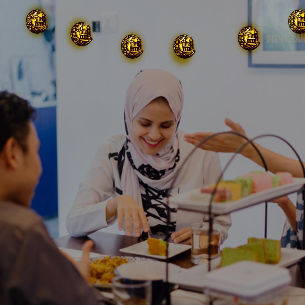 Рамадан Ид гирлянда на батарейках луна звезда лампа Мубарак луна светодиодные гирлянды для помещений