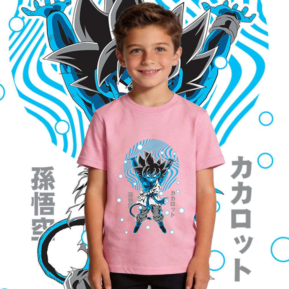 Dbz Goku Anime Print Pure Cotton T Shirt for Boys Girls Casual Short Sleeve Kids Summer Top Soft Breathable Lightweight
