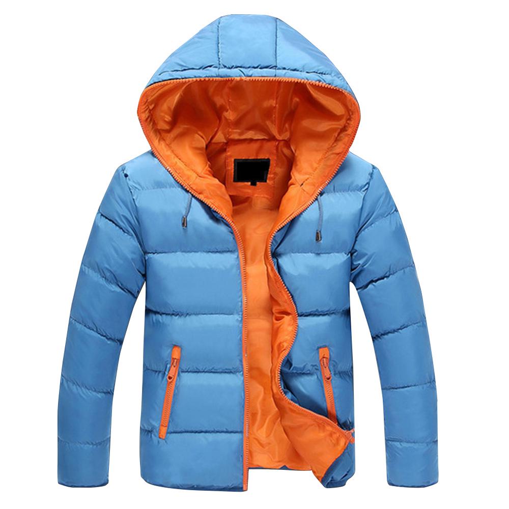 Мужские ветрозащитные хлопковые пуховики с капюшоном и верхней одеждой на молнии с длинными рукавами