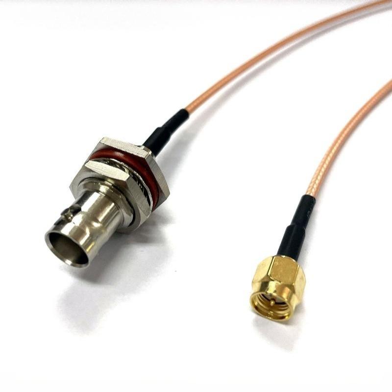 Коаксиальный разъем RP-SMA на BNC 1 шт. Штекер SMA Male/Female с гайкой, панельный разъем для антенны портативной радиостанции