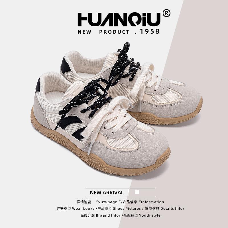 Глобальные немецкие тренировочные кроссовки Женские ZHQ-HY2123 Летние Новые Сетчатые Дышащие Повседневные Кроссовки Мягкая Подошва Универсальные Белые Кроссовки Женские