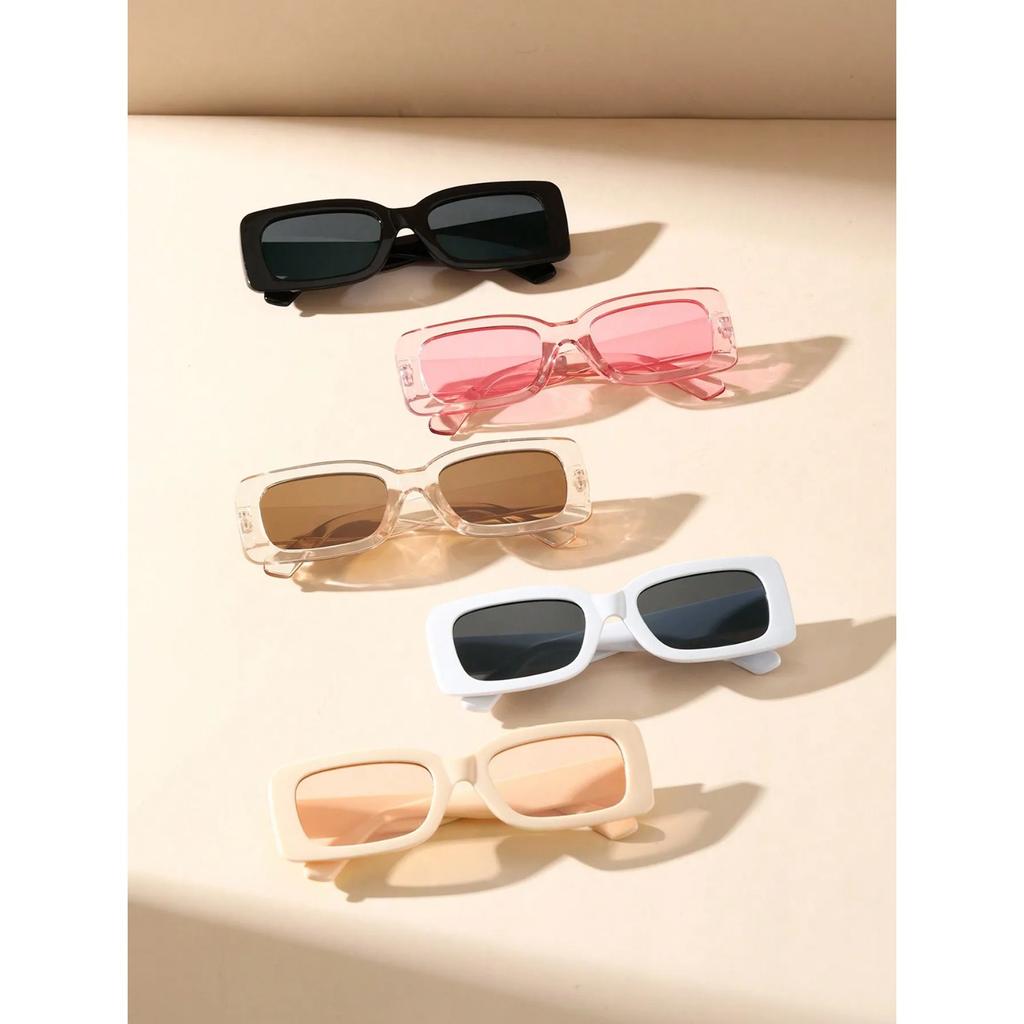 2/5 шт. S Пластиковые модные прямоугольные солнцезащитные очки для женщин и мужчин на каждый день, аксессуары для отпуска и пляжной вечеринки.
