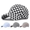 Unisex Baseball Hat Plaid Print Color Matching Long Brim Adjustable Ponytail Hole Anti-UV Sun Protection Outdoor Sport Peaked Cap