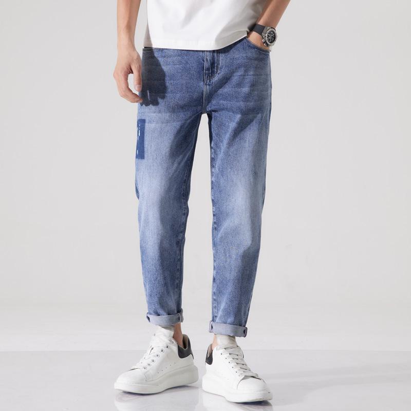 Модные мужские джинсы, свободные прямые брюки, широкие брюки, корейское издание, модные брюки-харун, весенние и осенние леггинсы, повседневные брюки