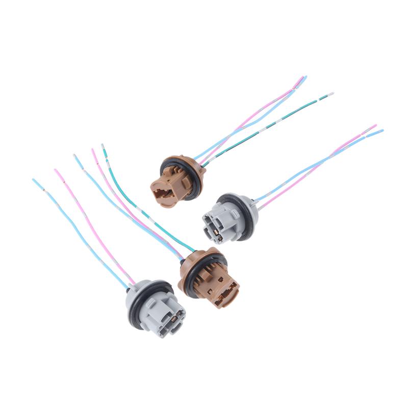 2Pcs T20 7443 W21/5W 7440 W21W Car Socket Adapter Base Female Plug Connect Wiring for Car Brake Lamp DRL Lamp Plastic+Wire