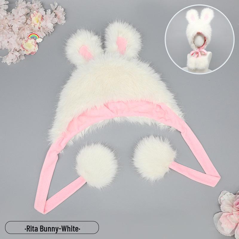 Мягкая плюшевая шапка с ушками кролика в стиле Лолиты - теплая и милая в стиле Лэй Фэн