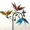 Flower Butterfly Windmill Large Metal Wind Turbine with Three Rotating Flower Butterfly Windmills Decorate Outdoor Courtyard Garden Art Decoration
