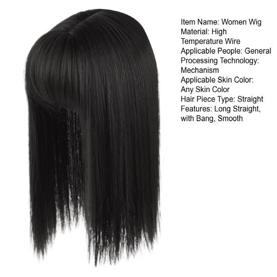 Женский длинный прямой парик с воздушной челкой, высокотемпературное волокно, естественный вид, гладкий парик, цельная замена головы