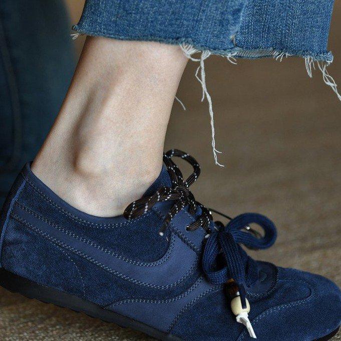 Насколько это уродливо? Матовая коровья кожа синие туфли Dexun женская модная повседневная обувь 2025 новая осень кожаная женская обувь одинарные туфли