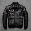Flying Suit Top Layer Cowhide Genuine Leather Leather Motorcycle Suit Large Size Men's Leather Jacket Short Spring and Autumn Jacket