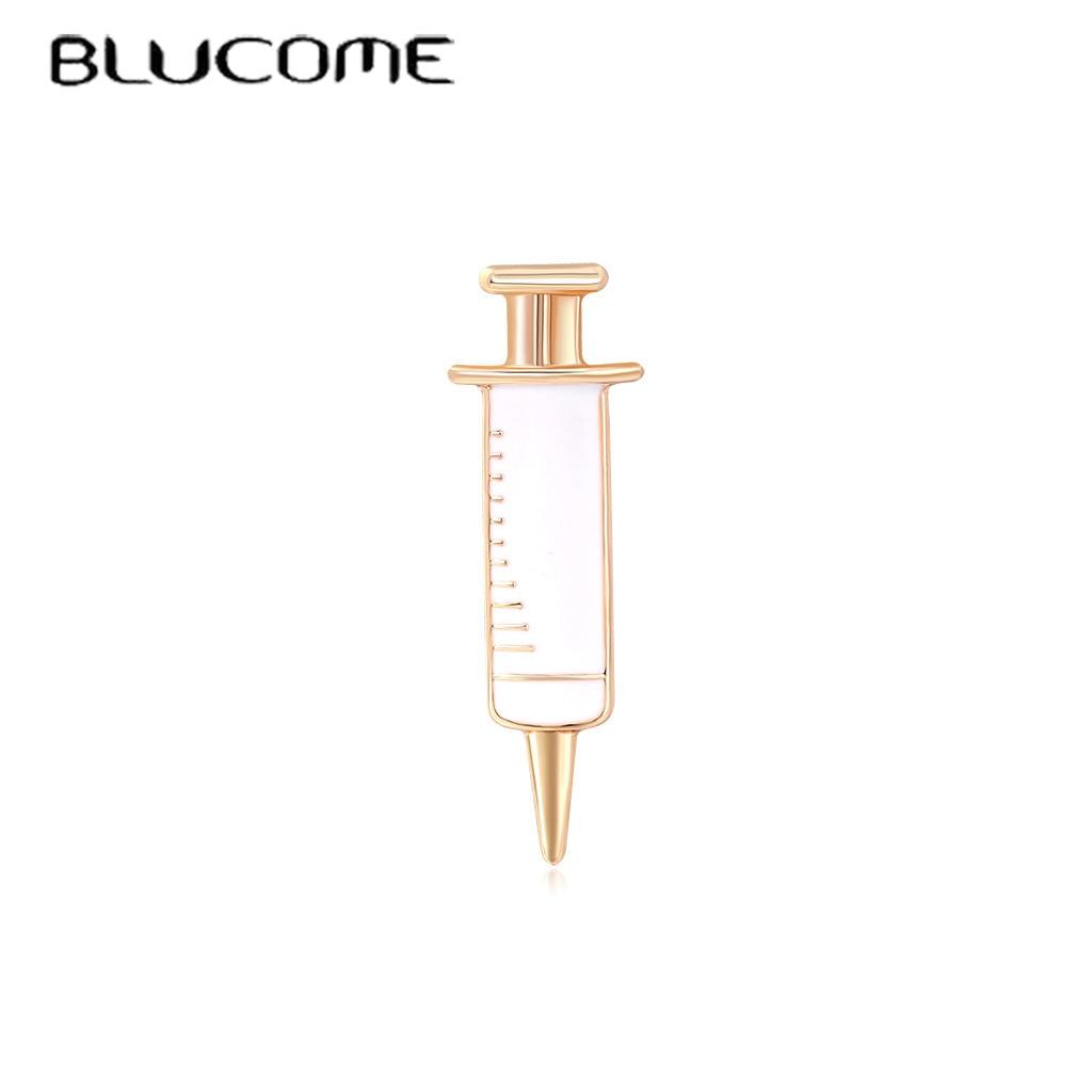 Эмалированные броши-трубки золотого цвета, женские изысканные иглы для инъекций, костюмы для медсестры, брошь, булавки, аксессуары