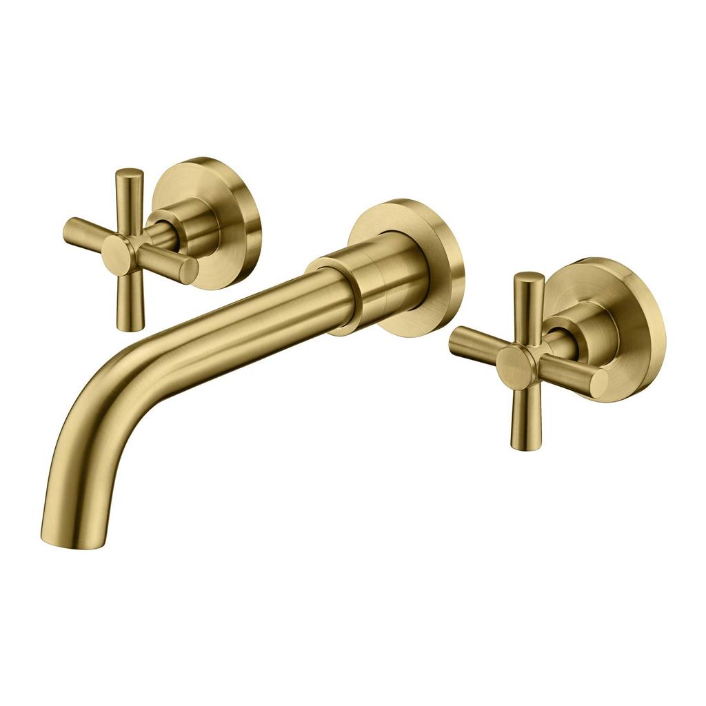 Wall Mount Bathroom Faucet Nickel,Cross Handles and Rough-in Valve Included