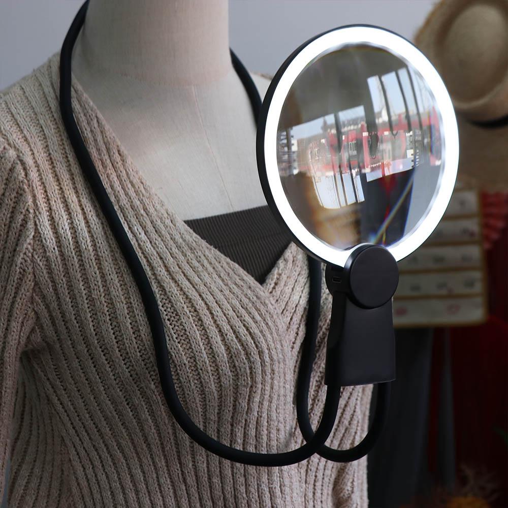 3 Color LED Lights Hands Free Magnifier Hanging Neck Magnifying Glass  Electronics Repair