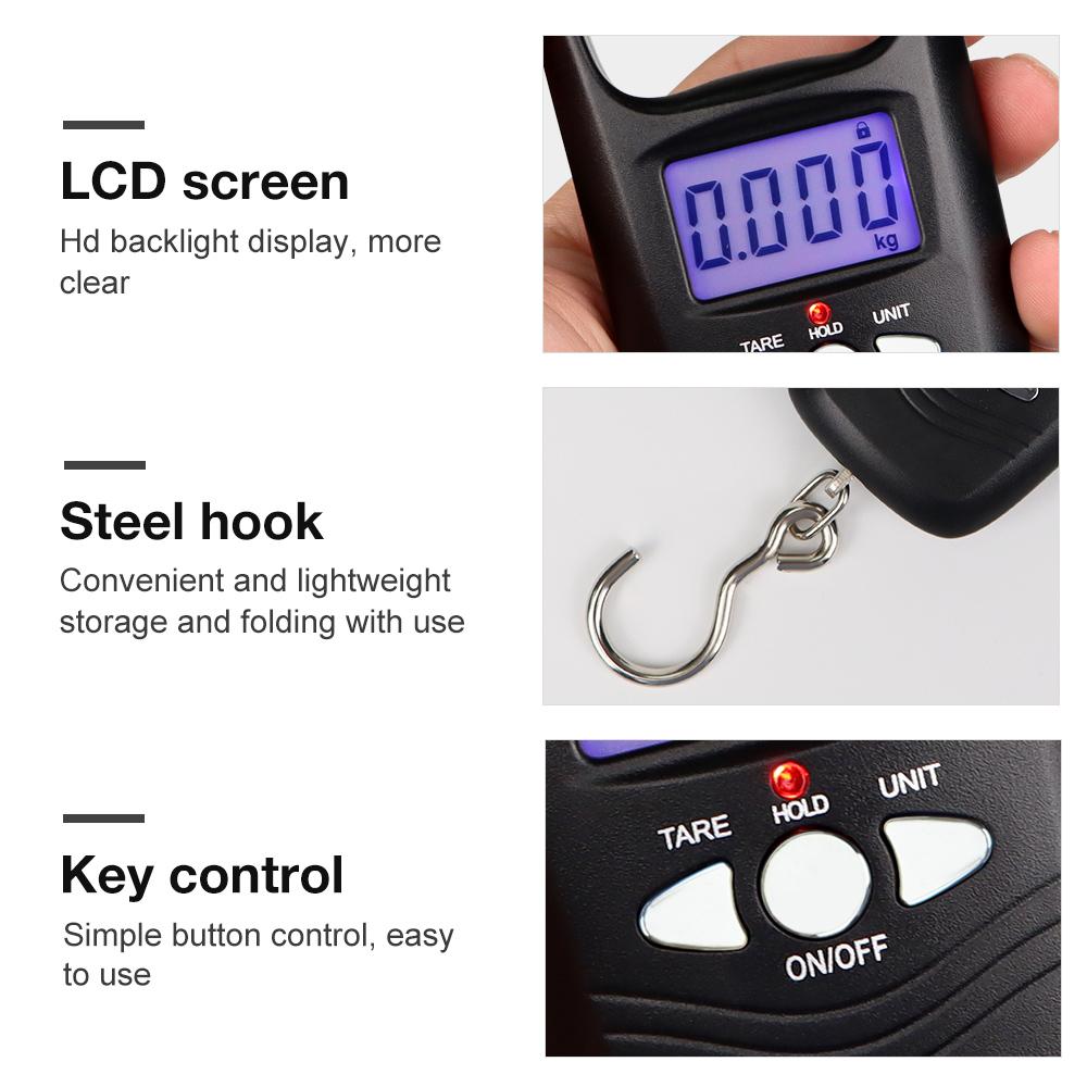 50kg Hanging Digital Pocket Luggage Scale Hook Weight Mini Hanging Scale Portable LCD ABS Hanging Weighting Fishing Hook Balance