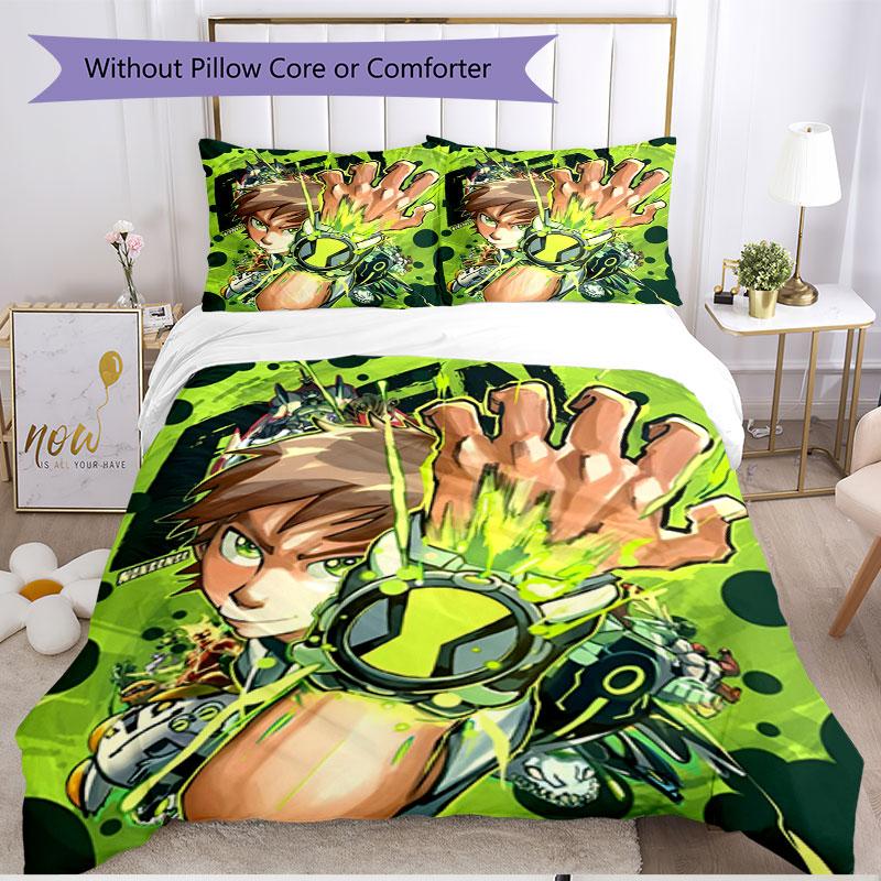 3pcs Duvet Cover Set (1*Duvet Cover + 2*Pillowcase, Without Core), Ben 10 Cartoon Print Soft All‑Season Bedding Set, Home Bedroom Decor Gift