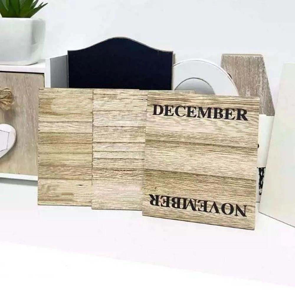 Aesthetic Wooden Perpetual Calendar Manual Date Display Ornament Desk Calendar Ornament Study
