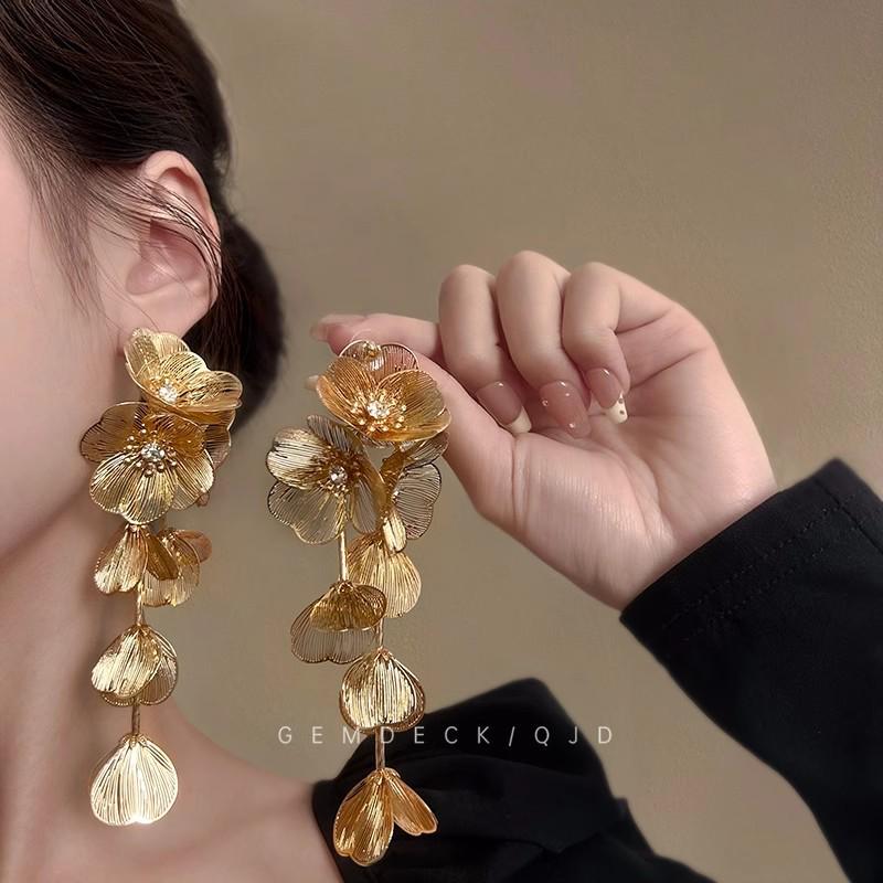 Роскошные европейские и американские серьги-пусеты с бриллиантовой кисточкой для вечеров и вечеринок