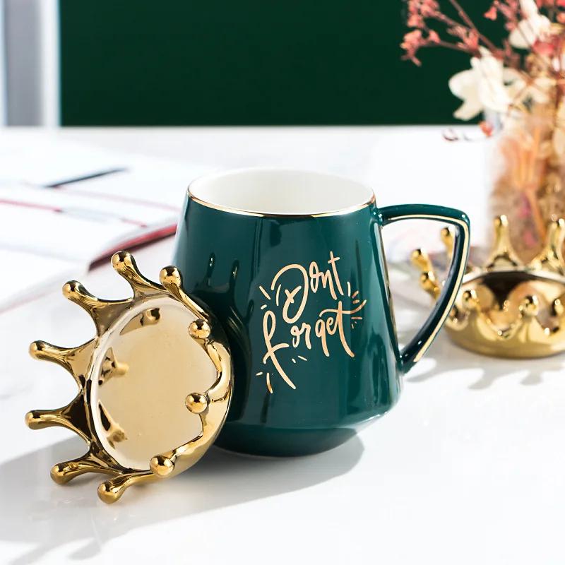 Керамическая чашка с короной Европейская керамическая кружка с крышкой Оригинальные кружки Кофейные чашки Кружка для чая Посуда для напитков Новогодние кружки Красивые пивные
