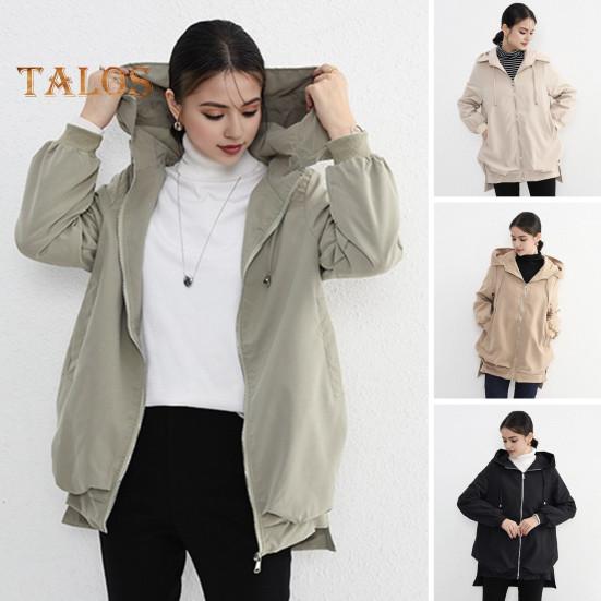 Осенне-весенняя женская куртка с коротким передом, длинной спинкой, разрезом по низу, капюшоном, застежкой-молнией, кардиганом, ветрозащитным пальто для путешествий, кемпинга