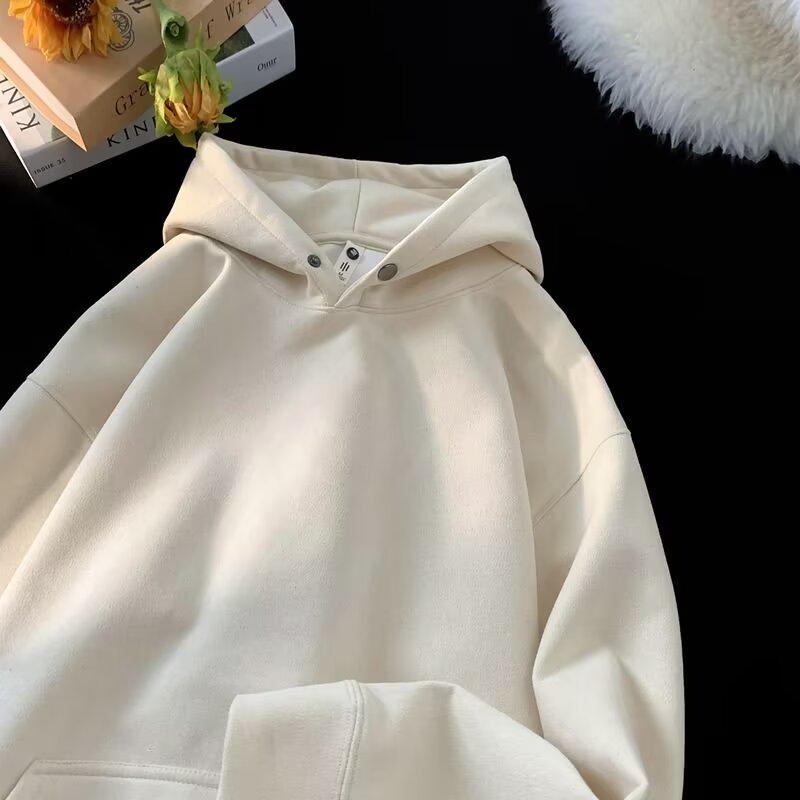 Мужская замшевая толстовка с капюшоном большого размера: Модная куртка свободного кроя с длинными рукавами для весны и осени