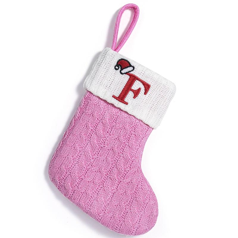 3d Pendant Gift Bag Letter Embroidered Gift Pendant Christmas Tree Decoration Pink Christmas Socks