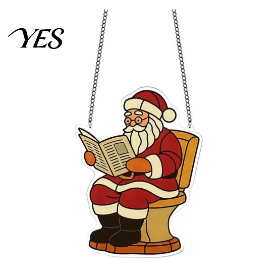 Stained Glass Style Ornament Christmas Suncatcher, Window Hanging Ornament, Cute Cat Santa Claus Art Snowman Sun Catchers for Tree Porch Garden Decor