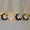 Star Moon Shape Candlestick Candle Lamp EID Ramadan Mubarak Candle Holder Candlestick with LED Light Festive Decoration