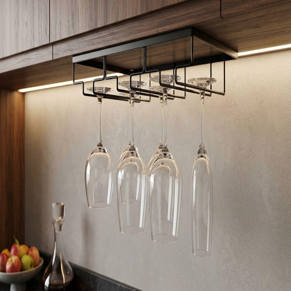 Under Cabinet Wine Rack 3 Rows Wine Hanger Table Decoration Wine Holder Bar