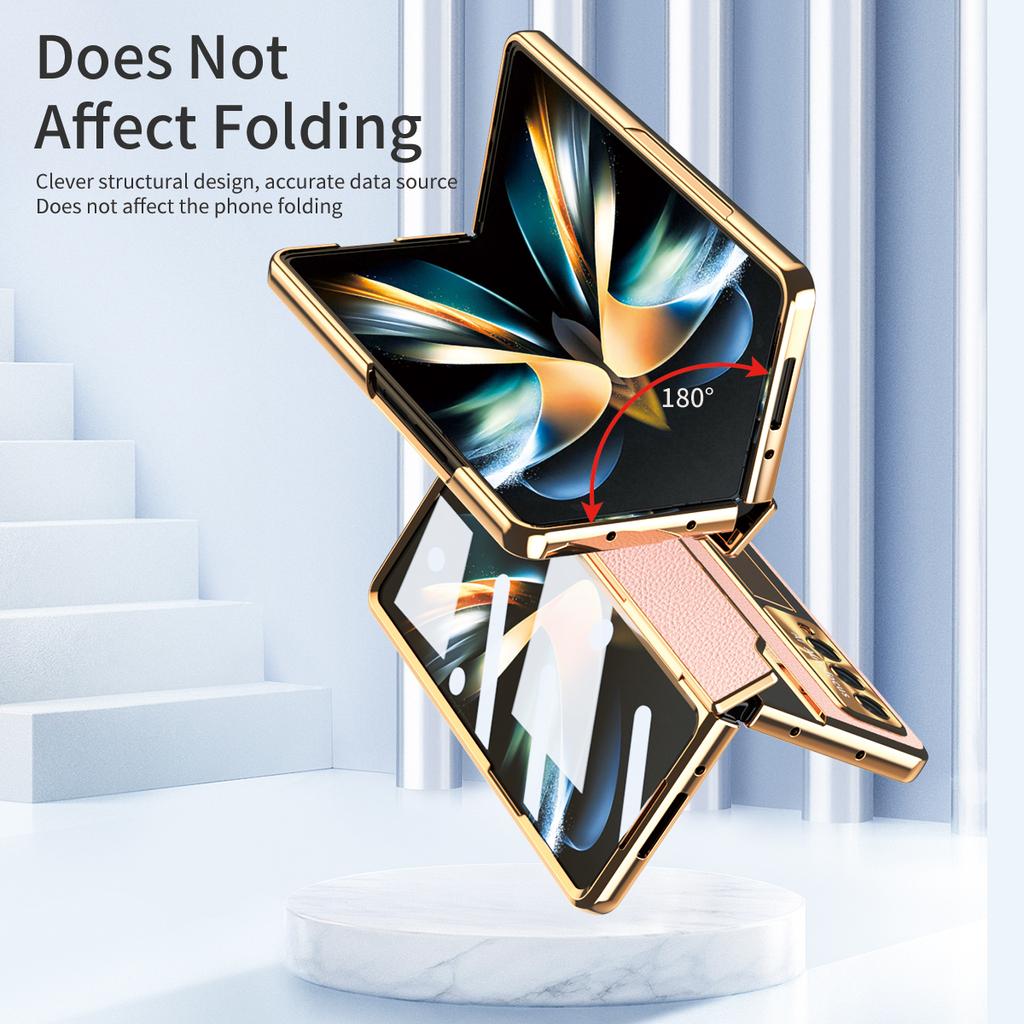 Anti -Drop Full Protection Leather Folding Case For Samsung Galaxy Z Fold 4 5g Fold4 Fold3 Fold 3 Zfold4 Front Glass Film Coque