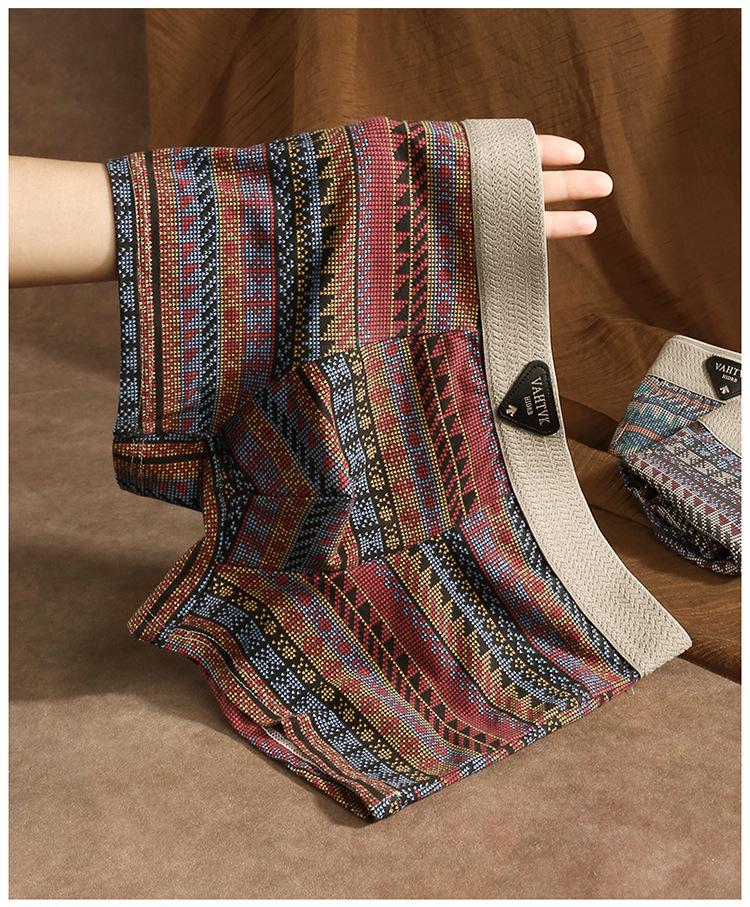 Мужские боксеры из чистого хлопка в этническом стиле - Удобные, дышащие, средней посадки, в американском стиле легкой роскоши