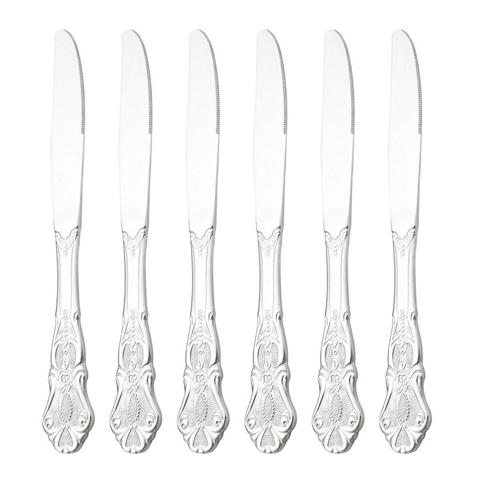 Royal Cutlery Silver Stainless Steel Sets Vintage Spoons Colorful Dinnerware Forks Kitchen Tableware Dinner Western Silverware