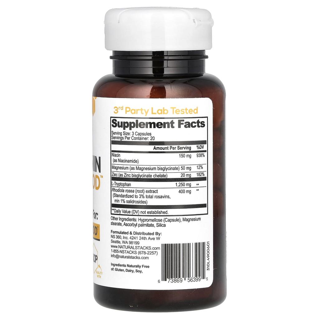 Natural Stacks Serotonin Brain Food, 60 Veggie Capsules