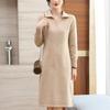 Однотонное трикотажное платье средней длины для женщин Повседневное трикотажное платье-свитер для осени и зимы Пуловер