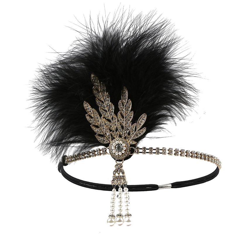 Hairband Headpiece Feather Flapper Headband Headdress Vintage Costume Party Hairband For Women Feather Headpiece