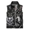 Men Biker Leather Motorbike Vest Black Motorcycle Hip Hop Sleeveless Jacket