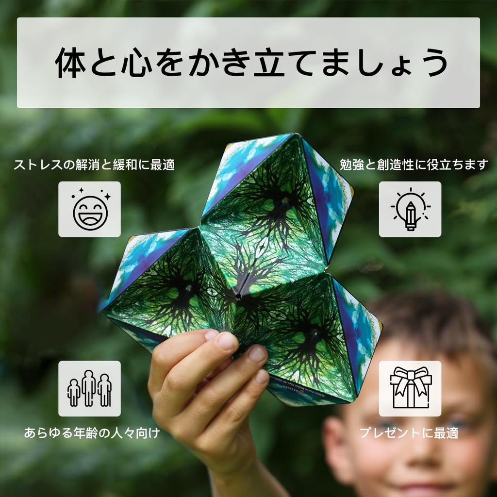 Shashibo Shapeshift Box Patented Fidget Cube with 36 Rare Earth Magnets Transforms Into Over 70 Shapes - Award-Winning, - (Earth)