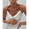 Simple Y-shaped Metal Tassel Plain Chain Necklace Cold Wind Multi-layer CCB Beads Collarbone Chain High Fashion Sense Party Commuter Women's Necklace