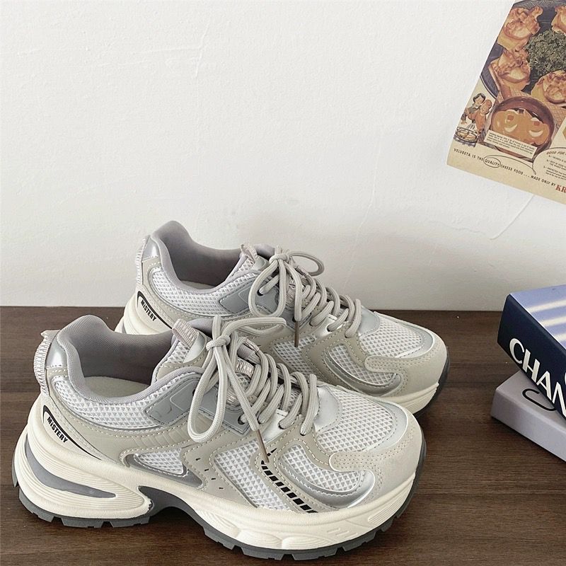 Thick-soled Heightening Dad Shoes for Women Spring and Autumn New Ins Trendy Versatile Mesh Breathable Casual Sports Shoes