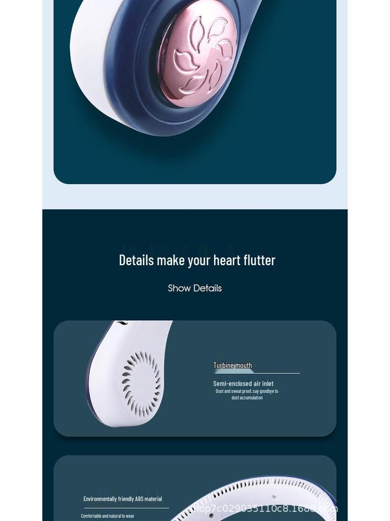 Складной бесшумный шейный вентилятор: Беспроводной, с питанием от USB, для занятий спортом на открытом воздухе